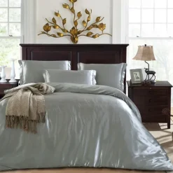 Simulation Silk Satin Solid Color Quilt Cover Pillowcase Bed Sheet Three-piece Set