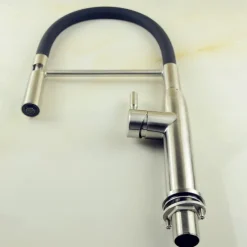 Single Handle Kitchen Faucet,One Hole Nickel Brushed Pull-out/Pull-down Rotatable Vessel Stainless Steel Contemporary Kitchen Taps with Cold and Hot Water