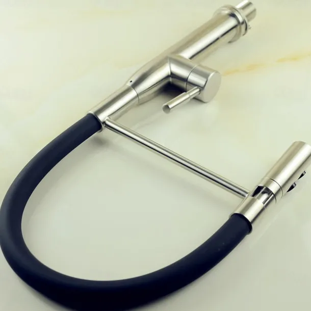 Single Handle Kitchen Faucet,One Hole Nickel Brushed Pull-out/Pull-down Rotatable Vessel Stainless Steel Contemporary Kitchen Taps with Cold and Hot Water