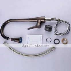 Single Handle Kitchen Faucet,Black Nickel One Hole Pull-out Standard Spout or Spray Type Standard Spout Oil-rubbed Bronze Kitchen Faucet with Cold and Hot Switch