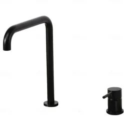 Single Handle Kitchen Faucet,Black 2 Hole Widespread Painted Finishes Brass Kitchen Sink Faucet with Hot and Cold Water