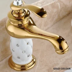 Single Handle Bathroom Faucet, Chrome/Gloden One Hole Centerset, Brass/Zinc Alloy Bathroom Sink Faucet with Supply Lines