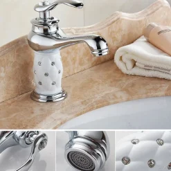 Single Handle Bathroom Faucet, Chrome/Gloden One Hole Centerset, Brass/Zinc Alloy Bathroom Sink Faucet with Supply Lines