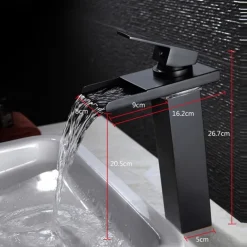 Single Handle Bathroom Faucet, Oil-rubbed Bronze One Hole LED/Waterfall/Centerset Bath Taps, Brass Bathroom Sink Faucet Contain with Cold and Hot Water