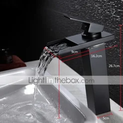 Single Handle Bathroom Faucet, Oil-rubbed Bronze One Hole LED/Waterfall/Centerset Bath Taps, Brass Bathroom Sink Faucet Contain with Cold and Hot Water