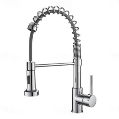 Single Handle Kitchen Faucet, Electroplated One Hole Pull Out Standard Spout/Centerset, Brasss Contemporary Kitchen Faucet