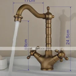 Single Handle Kitchen Faucet Antique Brass One Hole Rotatable Standard Spout/Tall/High Arc, Brass Antique/COD Kitchen Faucet with Supply Lines / Adjustable to Cold and Hot Water