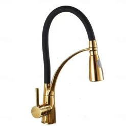 Single Handle Kitchen Faucet, Electroplated One Hole Pull Out/Centerset/Tall/­High Arc, Brass Kitchen Faucet