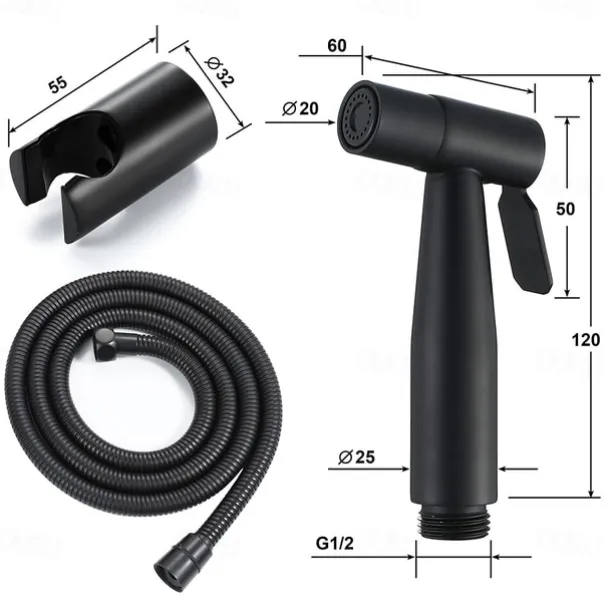 Single Hole Bidet Black Toilet Handheld High Pressure Cleaning Spray Gun