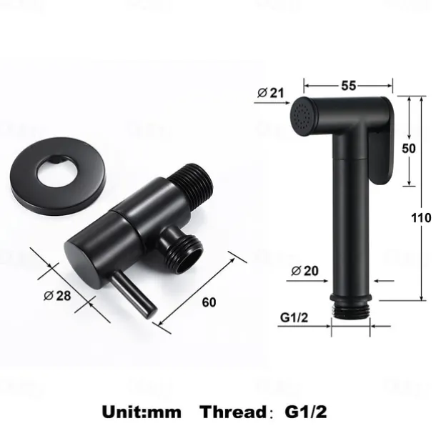 Single hole Bidet BlackToilet Handheld bidet Sprayer Self-Cleaning Contemporary