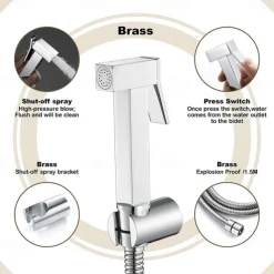 Single Hole Bidet Electroplated Toilet Handheld Bidet Sprayer Self-Cleaning Contemporary