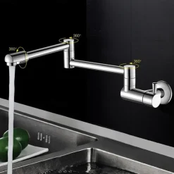 Single Handle Kitchen  Faucet Wall Mounted One Hole Rotatable/Foldable/Centerset, Brass Contemporary Kitchen Faucet Only with Cold Water