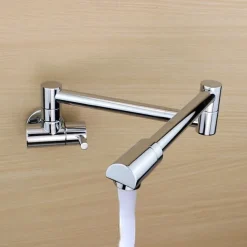 Single Handle Kitchen  Faucet Wall Mounted One Hole Rotatable/Foldable/Centerset, Brass Contemporary Kitchen Faucet Only with Cold Water