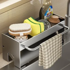 Sink Sponge Holder, Countertop Draining Rack, Freestanding Storage Organizer for Sponges, Dishcloths, and Scrubbers in Bathroom or Kitchen