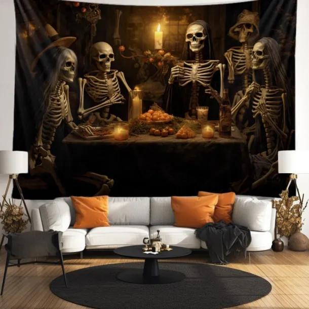 Skeleton Party Hanging Tapestry Wall Art Large Tapestry Mural Decor Photograph Backdrop Blanket Curtain Home Bedroom Living Room Decoration