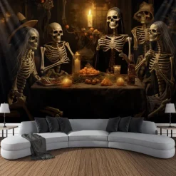 Skeleton Party Hanging Tapestry Wall Art Large Tapestry Mural Decor Photograph Backdrop Blanket Curtain Home Bedroom Living Room Decoration