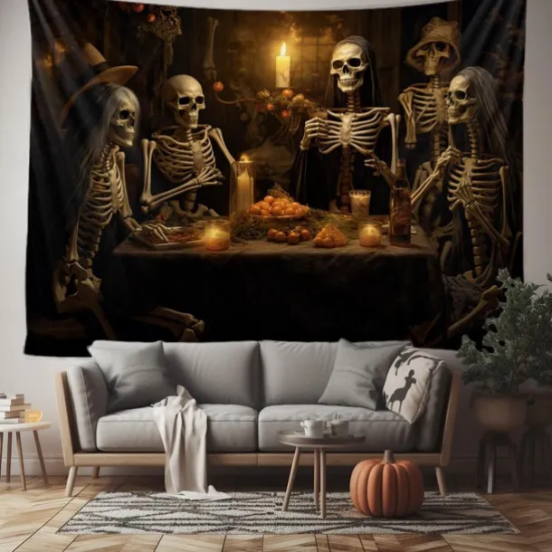 Skeleton Party Hanging Tapestry Wall Art Large Tapestry Mural Decor Photograph Backdrop Blanket Curtain Home Bedroom Living Room Decoration