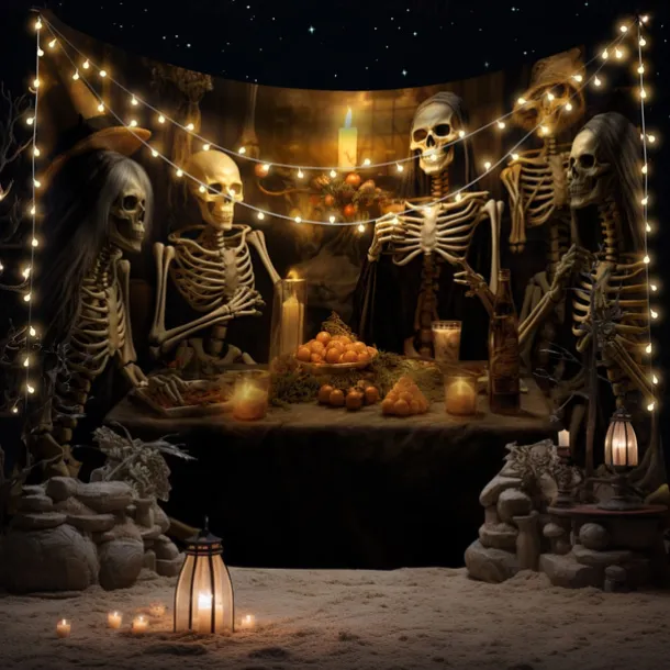 Skeleton Party Hanging Tapestry Wall Art Large Tapestry Mural Decor Photograph Backdrop Blanket Curtain Home Bedroom Living Room Decoration