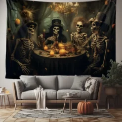 Skeleton Party Hanging Tapestry Wall Art Large Tapestry Mural Decor Photograph Backdrop Blanket Curtain Home Bedroom Living Room Decoration