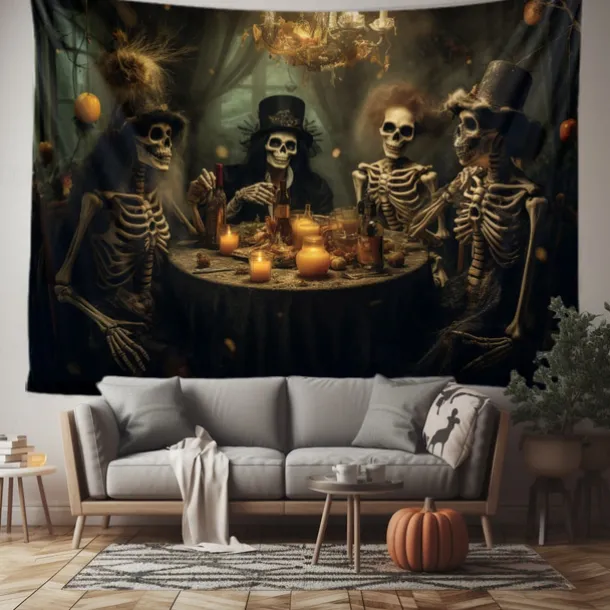 Skeleton Party Hanging Tapestry Wall Art Large Tapestry Mural Decor Photograph Backdrop Blanket Curtain Home Bedroom Living Room Decoration