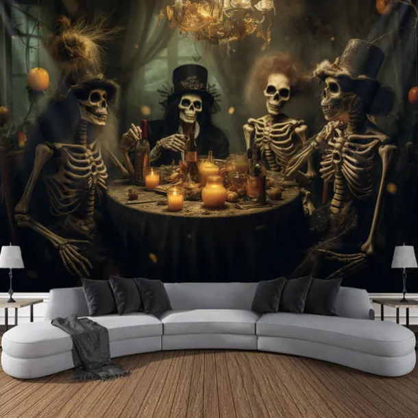Skeleton Party Hanging Tapestry Wall Art Large Tapestry Mural Decor Photograph Backdrop Blanket Curtain Home Bedroom Living Room Decoration