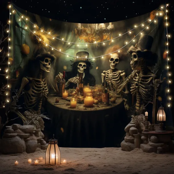 Skeleton Party Hanging Tapestry Wall Art Large Tapestry Mural Decor Photograph Backdrop Blanket Curtain Home Bedroom Living Room Decoration