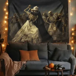 Skeletons Ball Hanging Tapestry Wall Art Large Tapestry Mural Decor Photograph Backdrop Blanket Curtain Home Bedroom Living Room