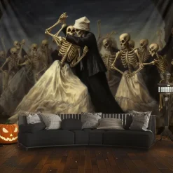 Skeletons Ball Hanging Tapestry Wall Art Large Tapestry Mural Decor Photograph Backdrop Blanket Curtain Home Bedroom Living Room