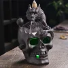 Skull Incense Burner Holder, Reflux Cascade, Ceramic, LED, Unique, Incense Burner, Skull Burner for Halloween, Aromatherapy, Yoga, Home Decor