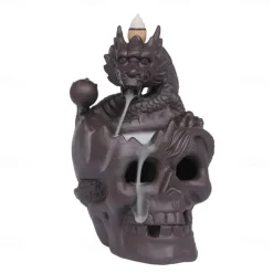 Skull Incense Burner Holder, Reflux Cascade, Ceramic, LED, Unique, Incense Burner, Skull Burner for Halloween, Aromatherapy, Yoga, Home Decor