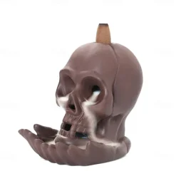 Skull Incense Burner Holder, Reflux Cascade, Ceramic, LED, Unique, Incense Burner, Skull Burner for Halloween, Aromatherapy, Yoga, Home Decor