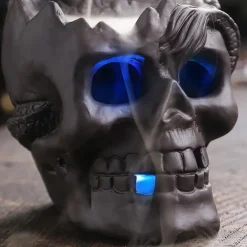 Skull Incense Burner Holder, Reflux Cascade, Ceramic, LED, Unique, Incense Burner, Skull Burner for Halloween, Aromatherapy, Yoga, Home Decor