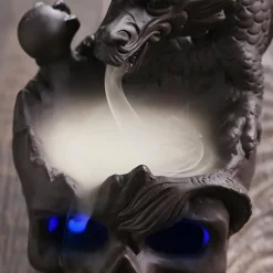 Skull Incense Burner Holder, Reflux Cascade, Ceramic, LED, Unique, Incense Burner, Skull Burner for Halloween, Aromatherapy, Yoga, Home Decor