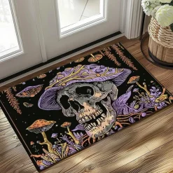 Skull Mushroom Doormat Floor Mats Washable Rugs Kitchen Mat Non-Slip Oil Proof Rug Indoor Outdoor Mat Bedroom Decor Bathroom Mat Entrance Rug