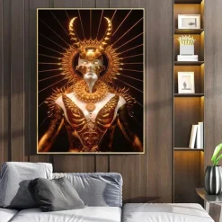 Skull Statue Wall Art Canvas Prints Painting Artwork Picture Nordic Sculpture Modern Home Decoration Décor Rolled Canvas No Frame Unframed Unstretched