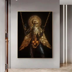 Skull Statue Wall Art Canvas Prints Painting Artwork Picture Nordic Sculpture Modern Home Decoration Décor Rolled Canvas No Frame Unframed Unstretched