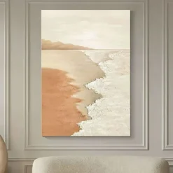 Sky and Ocean painting hand painted Calming Landscape Painting Neutral Landscape oil painting handmade Light Beige Aesthetic Acrylic wave sea Painting Minimalist Art painting