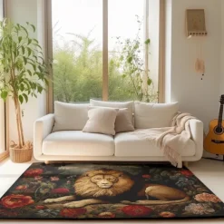Sleeping Lion Area Rug Kitchen Mat Non-Slip Oil Proof Floor Mat Livingroom Rug Indoor Outdoor Mat Bedroom Decor Bathroom Mat Entrance Rug Door Mat