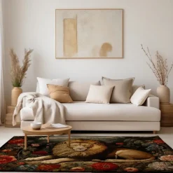 Sleeping Lion Area Rug Kitchen Mat Non-Slip Oil Proof Floor Mat Livingroom Rug Indoor Outdoor Mat Bedroom Decor Bathroom Mat Entrance Rug Door Mat