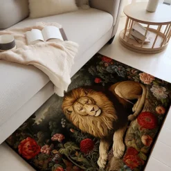 Sleeping Lion Area Rug Kitchen Mat Non-Slip Oil Proof Floor Mat Livingroom Rug Indoor Outdoor Mat Bedroom Decor Bathroom Mat Entrance Rug Door Mat