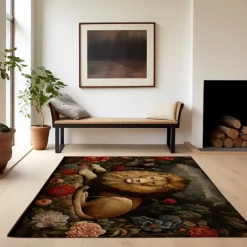 Sleeping Lion Area Rug Kitchen Mat Non-Slip Oil Proof Floor Mat Livingroom Rug Indoor Outdoor Mat Bedroom Decor Bathroom Mat Entrance Rug Door Mat