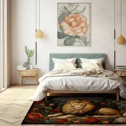 Sleeping Lion Area Rug Kitchen Mat Non-Slip Oil Proof Floor Mat Livingroom Rug Indoor Outdoor Mat Bedroom Decor Bathroom Mat Entrance Rug Door Mat