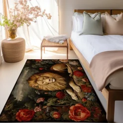 Sleeping Lion Area Rug Kitchen Mat Non-Slip Oil Proof Floor Mat Livingroom Rug Indoor Outdoor Mat Bedroom Decor Bathroom Mat Entrance Rug Door Mat