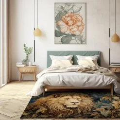 Sleeping Lion Area Rug Kitchen Mat Non-Slip Oil Proof Floor Mat Livingroom Rug Indoor Outdoor Mat Bedroom Decor Bathroom Mat Entrance Rug Door Mat