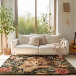 Sleeping Lion Area Rug Kitchen Mat Non-Slip Oil Proof Floor Mat Livingroom Rug Indoor Outdoor Mat Bedroom Decor Bathroom Mat Entrance Rug Door Mat