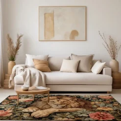 Sleeping Lion Area Rug Kitchen Mat Non-Slip Oil Proof Floor Mat Livingroom Rug Indoor Outdoor Mat Bedroom Decor Bathroom Mat Entrance Rug Door Mat