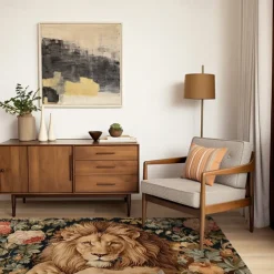 Sleeping Lion Area Rug Kitchen Mat Non-Slip Oil Proof Floor Mat Livingroom Rug Indoor Outdoor Mat Bedroom Decor Bathroom Mat Entrance Rug Door Mat