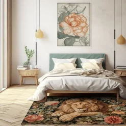 Sleeping Lion Area Rug Kitchen Mat Non-Slip Oil Proof Floor Mat Livingroom Rug Indoor Outdoor Mat Bedroom Decor Bathroom Mat Entrance Rug Door Mat