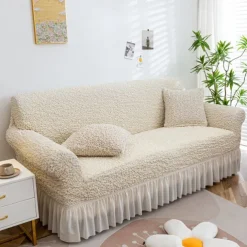 Slipcover Couch Cover with Skirt, High Elastic Durable Sofa Slipcovers Luxurious Machine Washable Furniture Protector