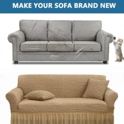 Slipcover Couch Cover with Skirt, High Elastic Durable Sofa Slipcovers Luxurious Machine Washable Furniture Protector